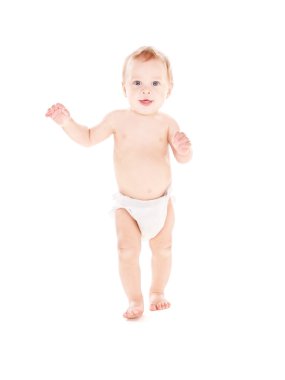 Standing baby boy in diaper clipart