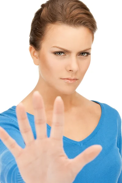 Mulher fazendo parar gesto — Fotografia de Stock