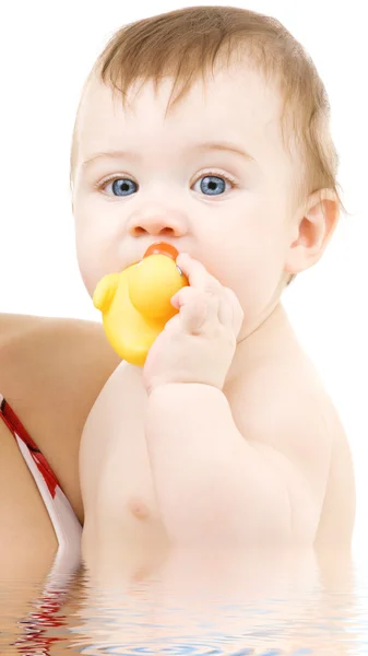 Baby with duck — Stock Photo, Image