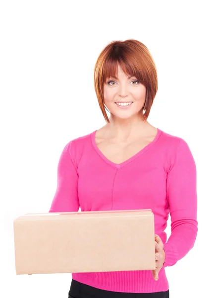Geschäftsfrau mit Paket — Stockfoto