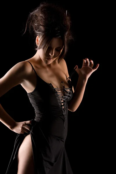 Fekete ruhás nő — Stock Fotó