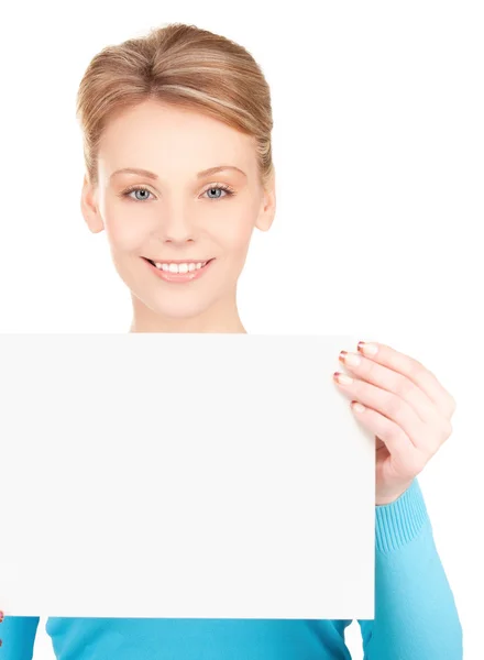 Šťastná dívka s prázdné desky — Stock fotografie