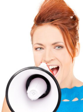 Woman with megaphone clipart