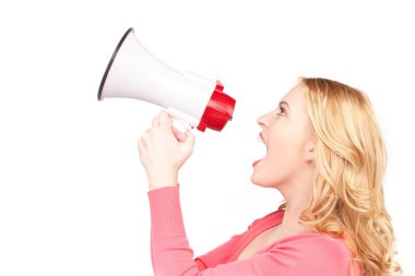 Woman with megaphone clipart