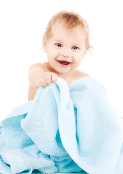 Μωρό με μπλε πετσέτα — Φωτογραφία Αρχείου