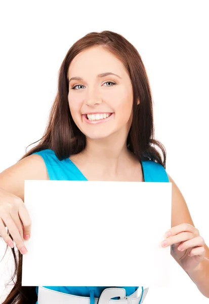 Chica feliz con tablero en blanco —  Fotos de Stock