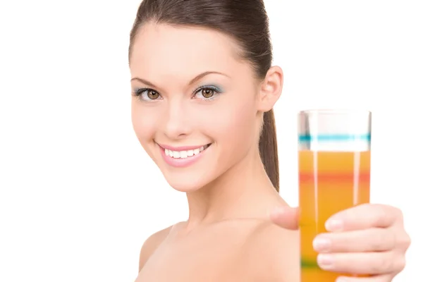 Lovely woman with glass of juice — Stock Photo, Image