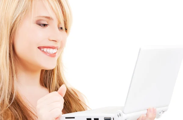 Chica adolescente con ordenador portátil Imagen de archivo