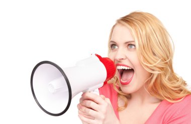 Woman with megaphone clipart