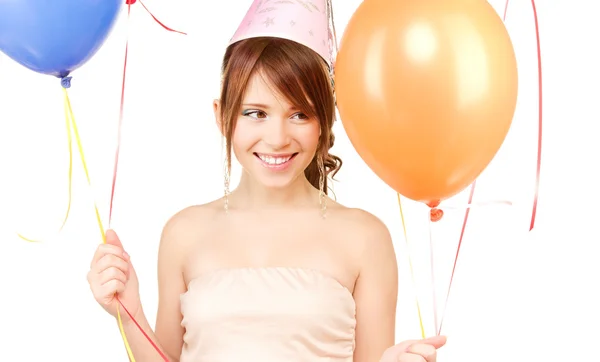 派对女孩与气球 — 图库照片