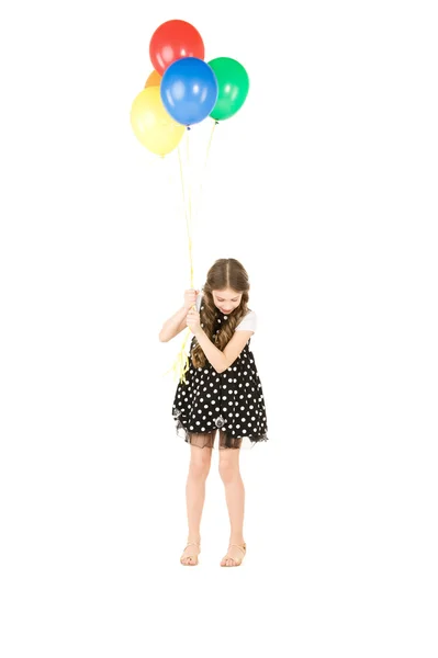 快乐女孩彩色气球 — 图库照片