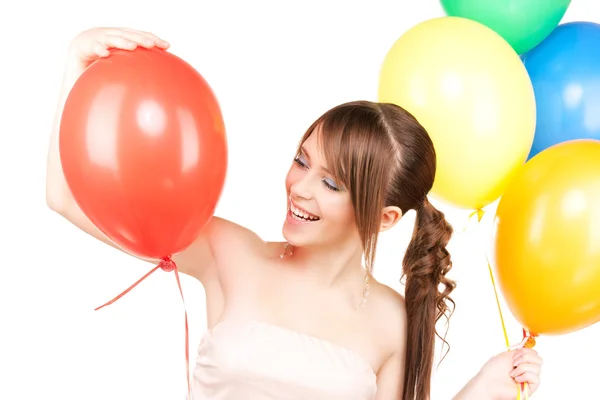Menina adolescente feliz com balões — Fotografia de Stock
