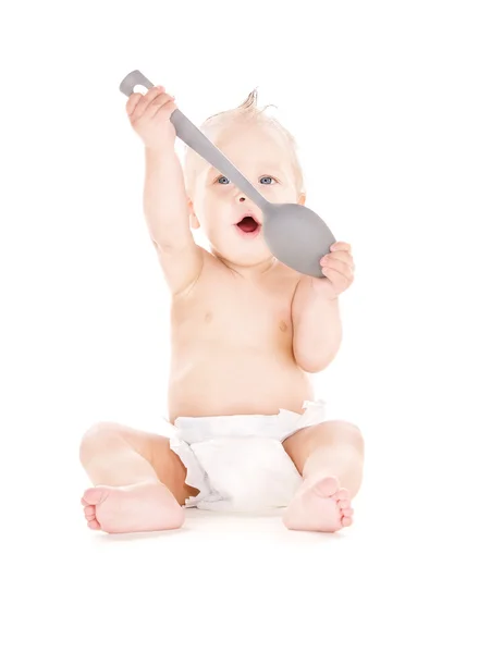 Niño con cuchara grande —  Fotos de Stock