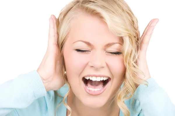 Счастливая кричащая женщина — стоковое фото