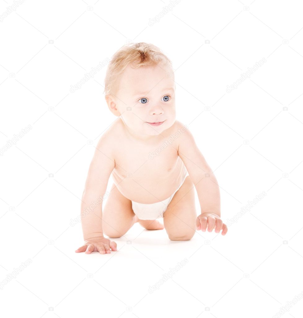 Crawling baby boy in diaper — Stock Photo © Syda ...