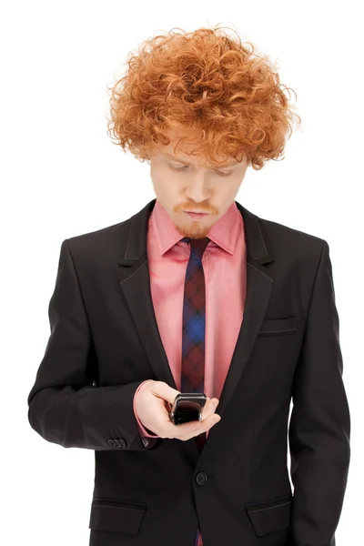 Homem bonito com telefone celular — Fotografia de Stock