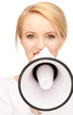Woman with megaphone clipart