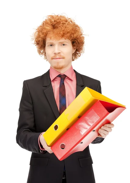Man with folders — Stock Photo, Image