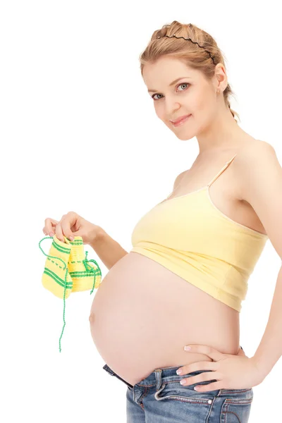 Mulher grávida com meias — Fotografia de Stock