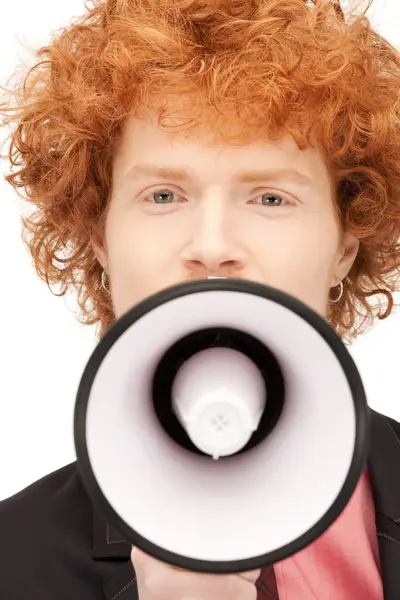 Man with megaphone — Stock Photo, Image
