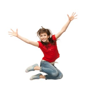 Jumping teenage girl clipart