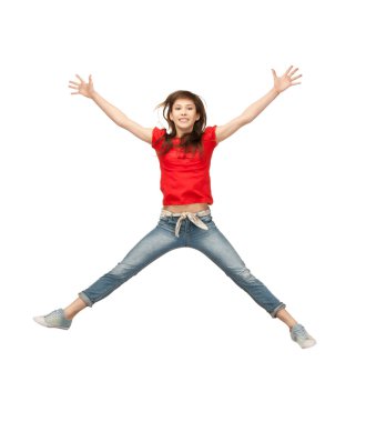 Jumping teenage girl clipart