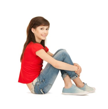 Happy and carefree teenage girl clipart