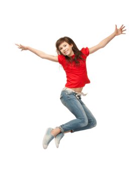 Jumping teenage girl clipart