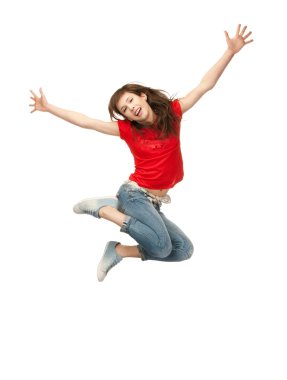 Jumping teenage girl clipart