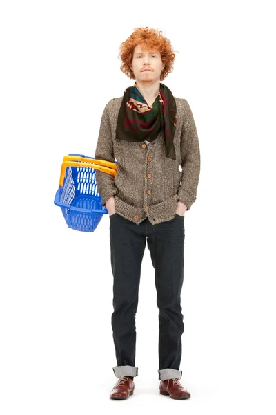 Mann mit Einkaufswagen — Stockfoto