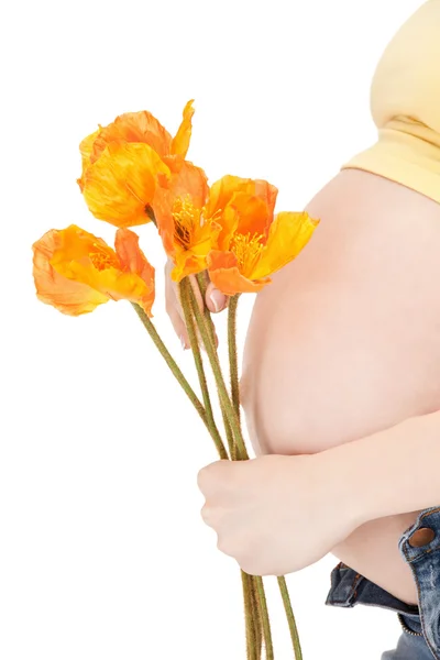 Hamile kadın göbeği — Stok fotoğraf