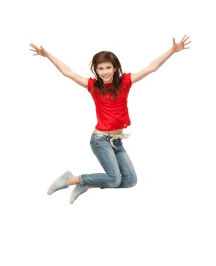 Jumping teenage girl clipart