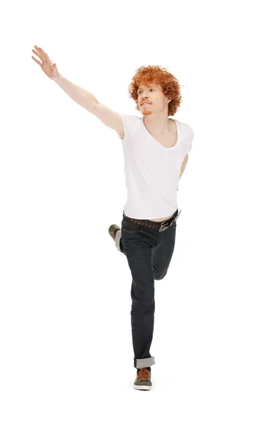 Hombre saltando en camisa blanca — Foto de Stock