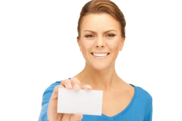 Жінка з візитною карткою — стокове фото