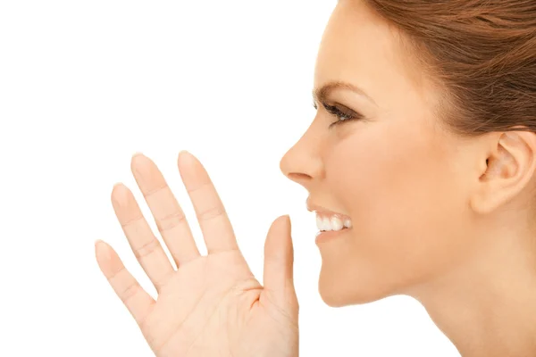 Mujer susurrando chismes —  Fotos de Stock