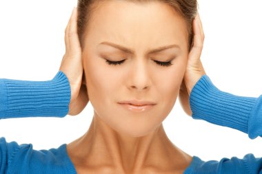 Woman with hands on ears clipart