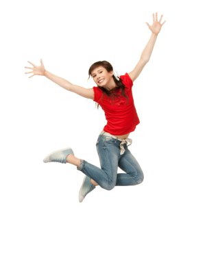 Jumping teenage girl clipart