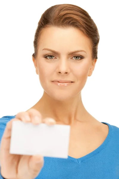 名刺を持つ女性 ストック写真
