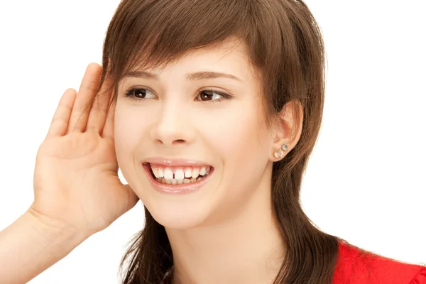 Adolescente menina escutando fofocas — Fotografia de Stock