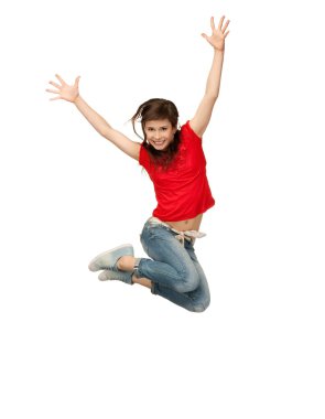 Jumping teenage girl clipart