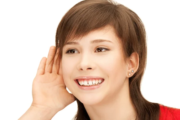 Dospívající dívka naslouchající drby — Stock fotografie