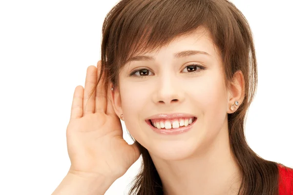 Teenage girl listening gossip — Stock Photo, Image