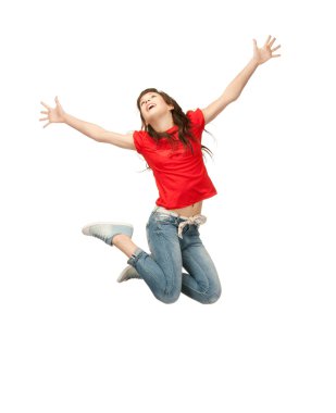 Jumping teenage girl clipart
