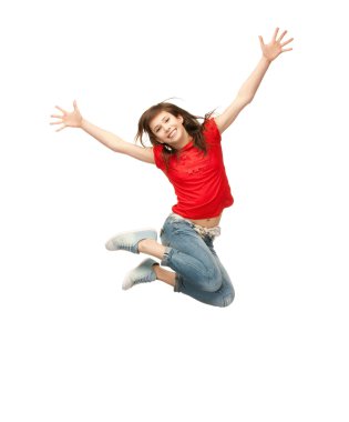 Jumping teenage girl clipart