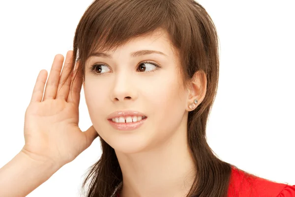 Dospívající dívka naslouchající drby — Stock fotografie