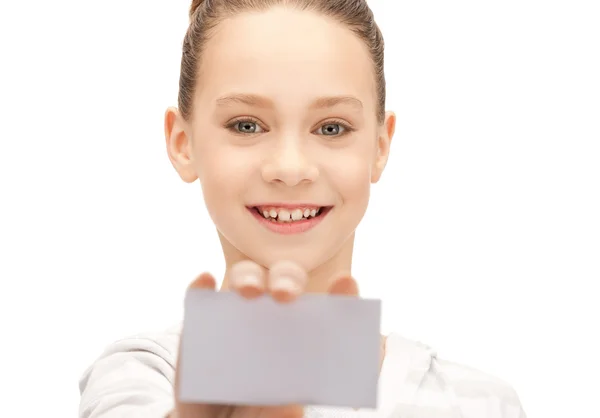 Chica adolescente con tarjeta de visita —  Fotos de Stock