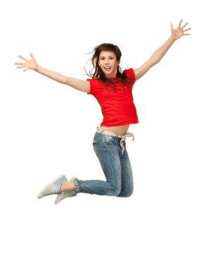 Jumping teenage girl clipart