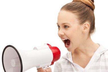 Teenage girl with megaphone clipart