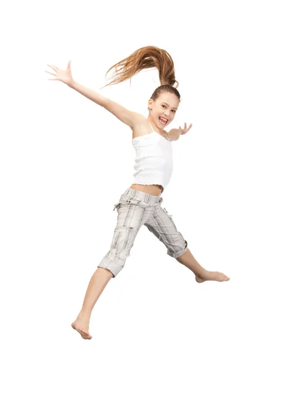 Springen tienermeisje — Stockfoto