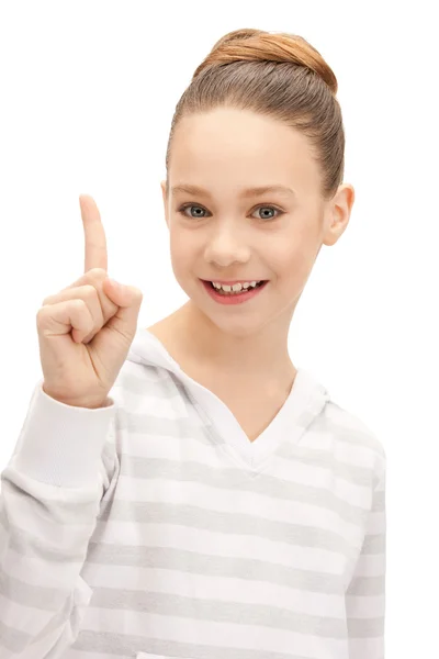 Adolescente con el dedo en alto — Foto de Stock